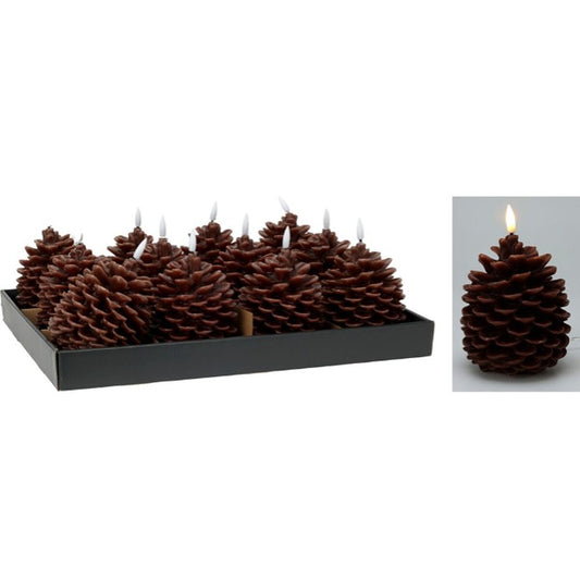 Nordic Pinecone Glow – LED Candle with Real Flame Effect