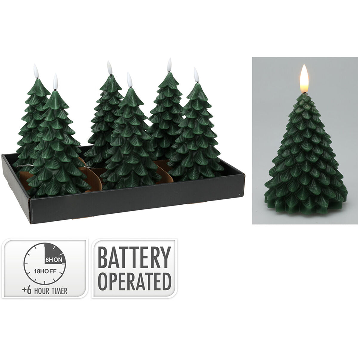 Evergreen LumiTree – Dark Green LED Candle